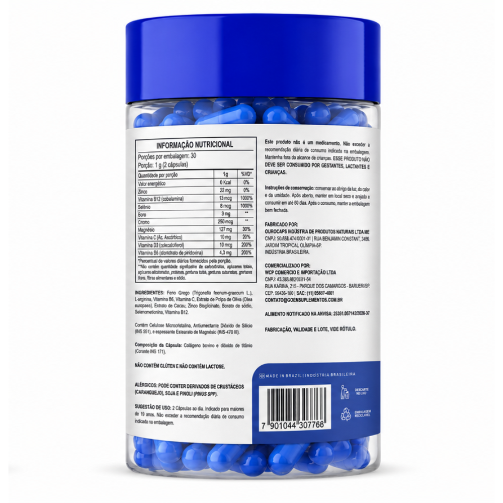 ELE+ Feno Grego, Zinco e Vitamina B12   Testosterona e Libido Masculina